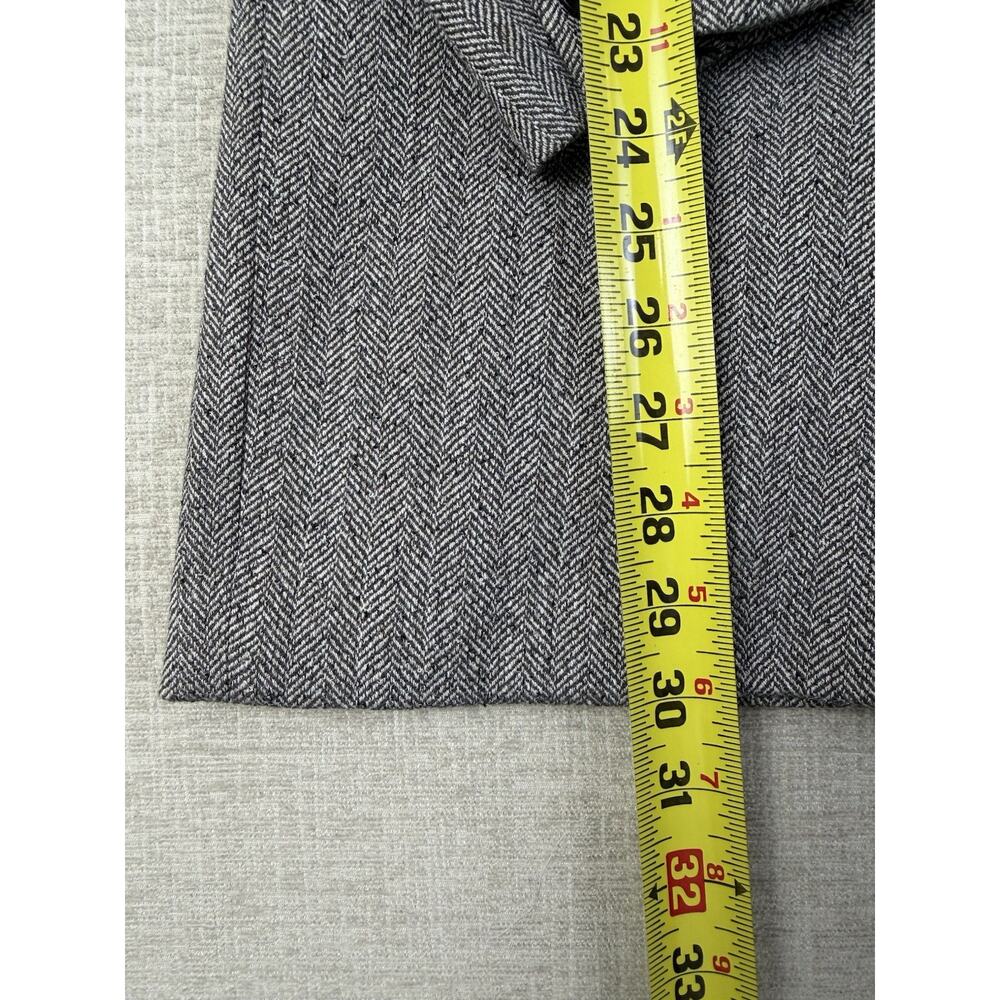 H&M Women’s Small Gray Herringbone Double Breasted Longline Blazer Jacket - Picture 6 of 8